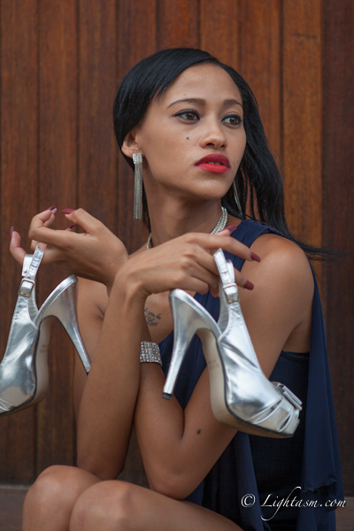 Instagram Model posing with Silver Stiletto's