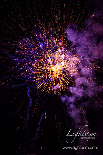 Purple Fireworks Exploding