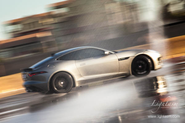 Grey Jaguar on the Skid Pan