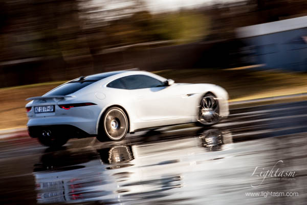 White Jaguar on the Skid Pan